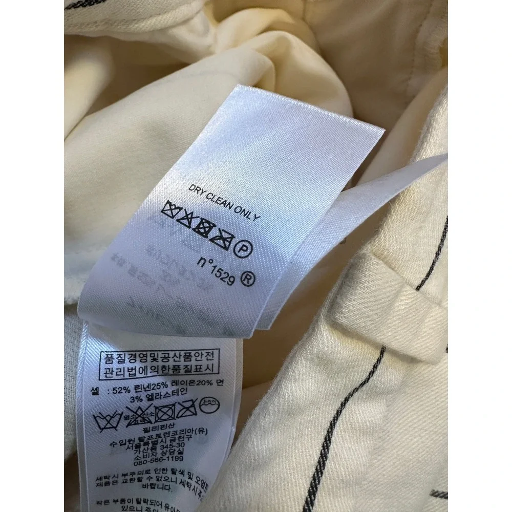 Lauren Ralph Lauren Linen Blend Pants Cream Stripe Wide Leg Minimalist Office - Picture 11 of 16